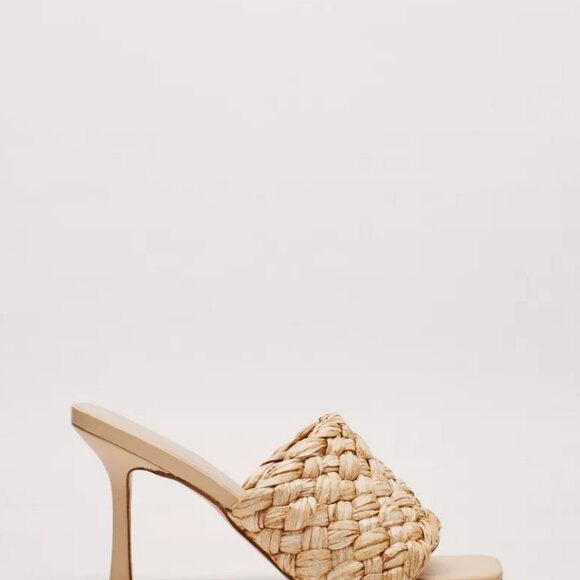 Nasty Gal Raffia Square Toe Heeled Mules Size 7 - Picture 3 of 6